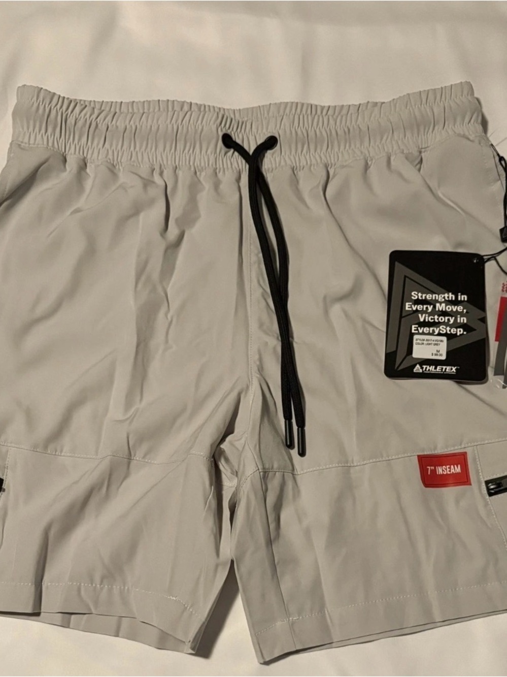 Athletex Men’s Performance Athletic Shorts Zipper Pockets NWT Gray Size M